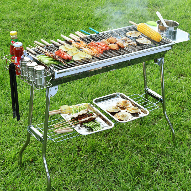 Madadh Richey Outdoor Portable Folding BBQ Stainless Steel Grill