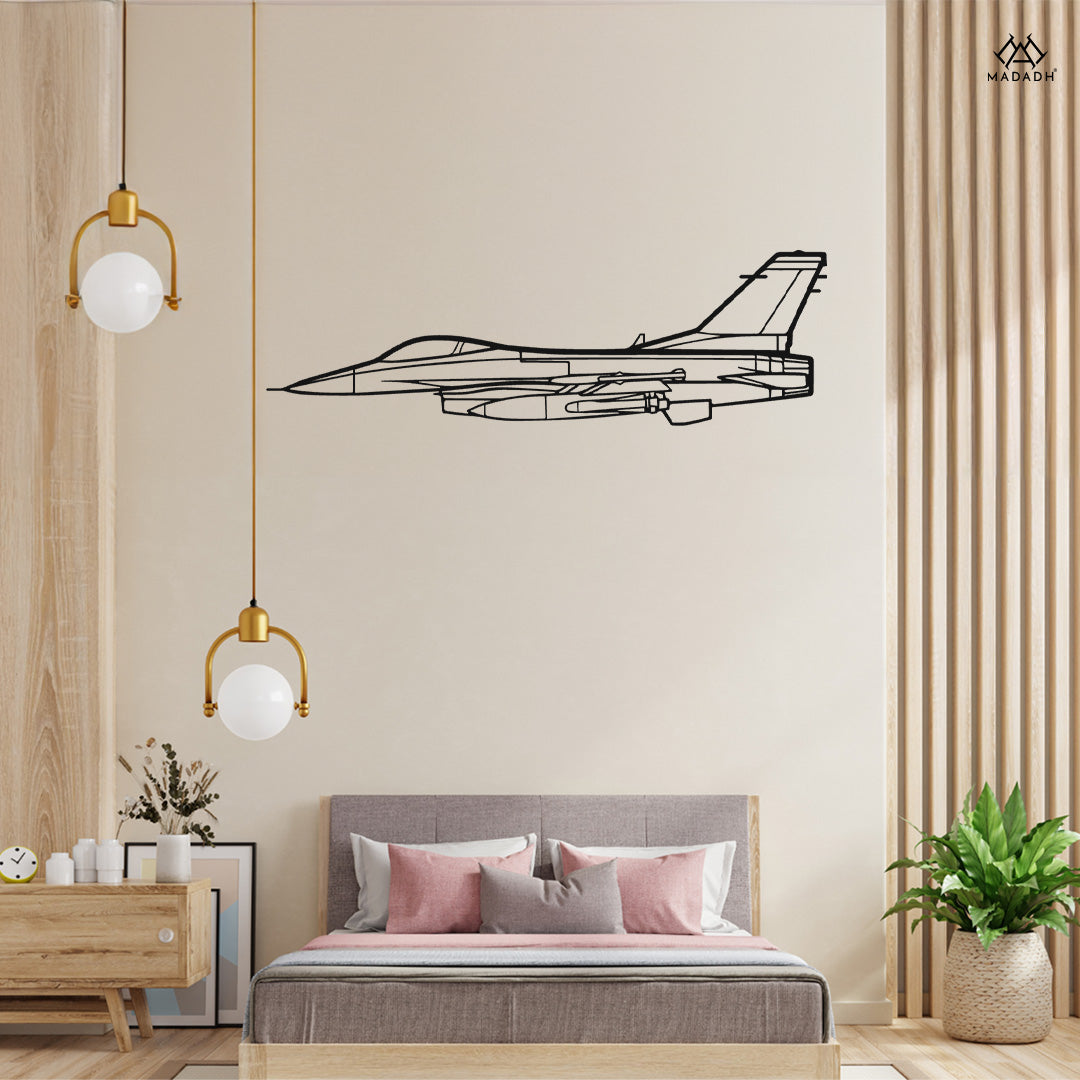 F-16-Falcon-Silhouette-Metal-Wall-Art - MADADH