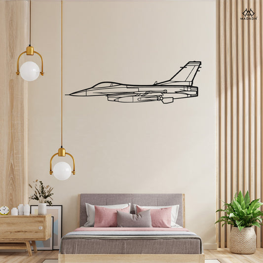F-16-Falcon-Silhouette-Metal-Wall-Art - MADADH