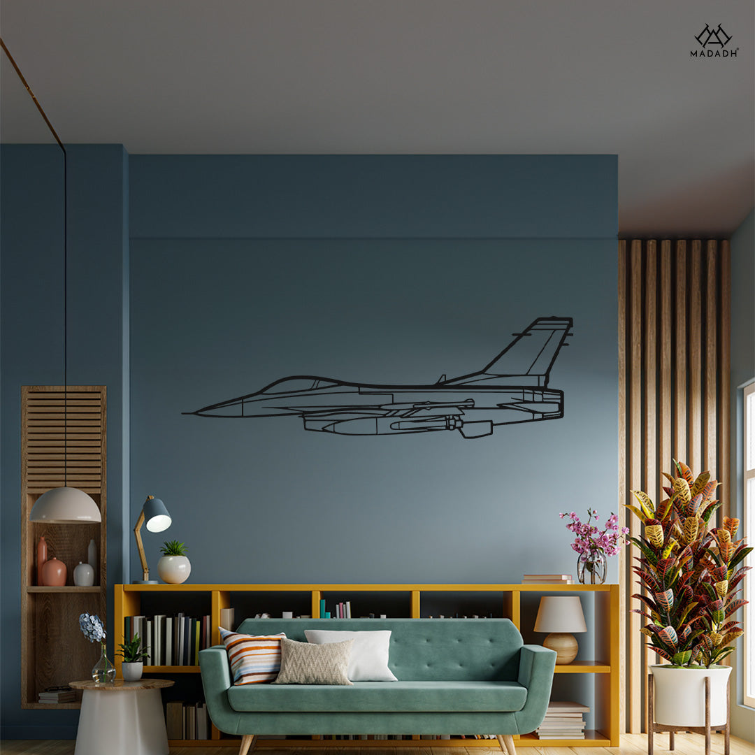 F-16-Falcon-Silhouette-Metal-Wall-Art - MADADH