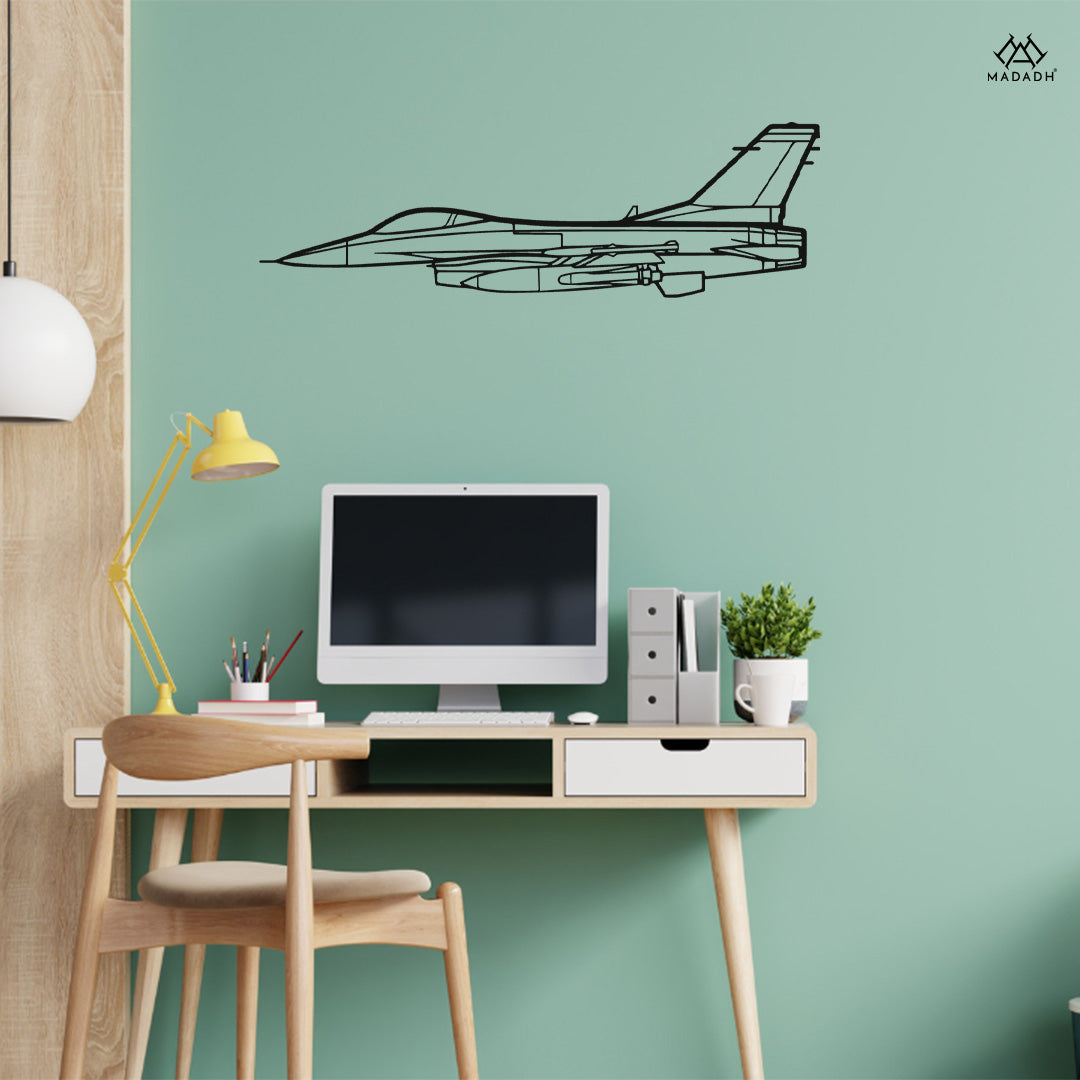 F-16-Falcon-Silhouette-Metal-Wall-Art - MADADH