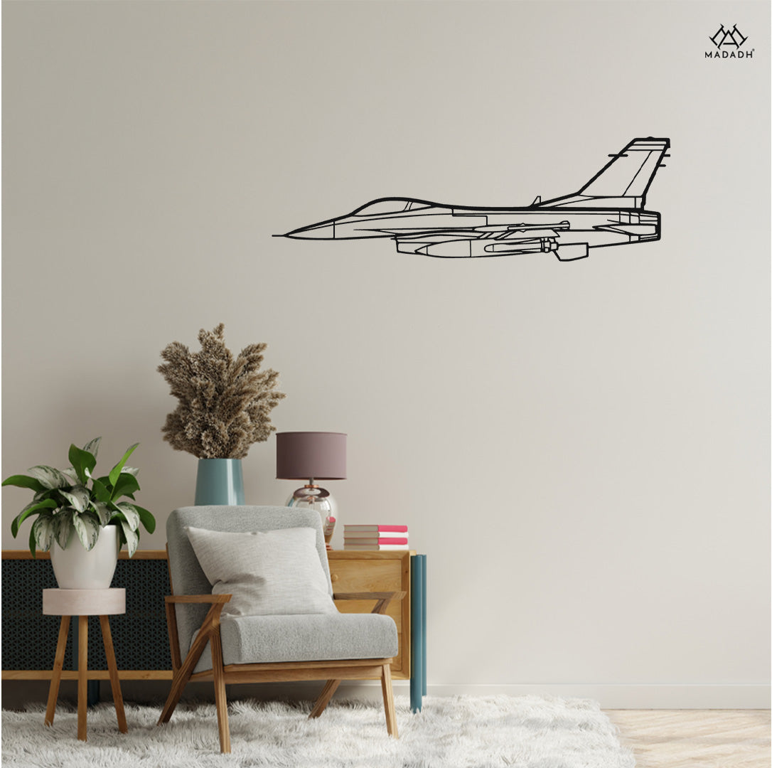 F-16-Falcon-Silhouette-Metal-Wall-Art - MADADH