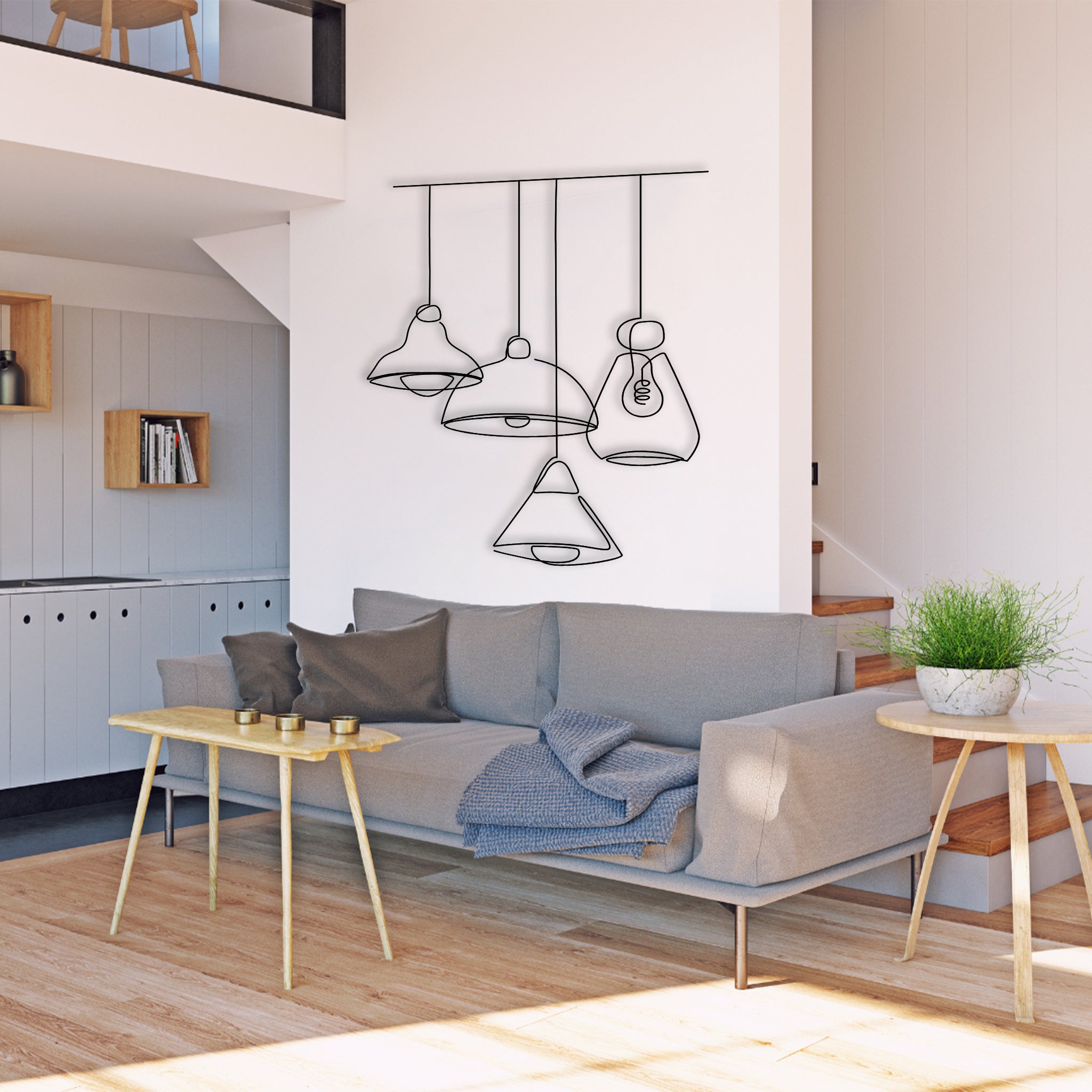 Madadh Richey Metal Loft Lamps Wall Art