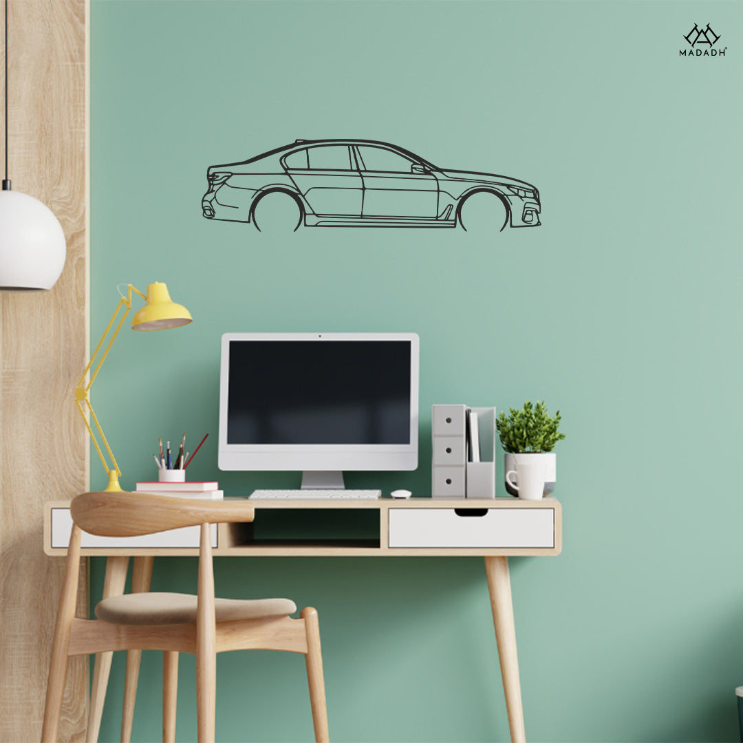 BMW 750i Silhouette Metal Wall Art – Luxury Car Decor for Enthusiasts - MADADH