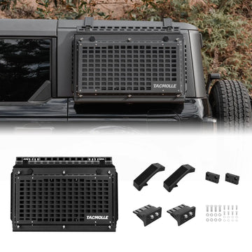 Rear Window Storage Box Tactical Modular Cargo Cage MOLLE Panel with Concealed Table For Ford Bronco 2021-2024 Not fit Sports