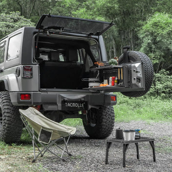 TACMOLLE Trunk Tailgate Table Cargo Storage Box with Concealed Desk MOLLE Panel For Jeep Wrangler JK JKU / JL JLU 2007-2025