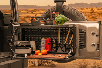 Jeep Wrangler JK JKU / JL JLU 2007-2025 Trunk Tailgate Table Cargo Storage Box with Concealed Desk MOLLE Panel