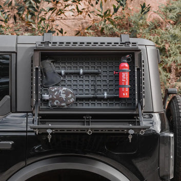 Rear Window Storage Box Tactical Modular Cargo Cage MOLLE Panel with Concealed Table For Ford Bronco 2021-2024 Not fit Sports