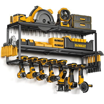 Power Tool Organizer-7 Drill Holder Wall Mount, Garage Organization Storage, 3 Layer Heavy Duty Metal Power Tool Rack,Gar