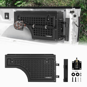 TACMOLLE Pickup Truck Side Bed Cargo Storage Box Tool Box MOLLE System 180° Rotation Lockable Swing Case For Ford F150 2015-2024