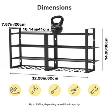 Power Tool Organizer Wall Mount Heavy Duty 8 Drill Holder 4 Layer Garage Suitable Utility Racks for Room, Workshop