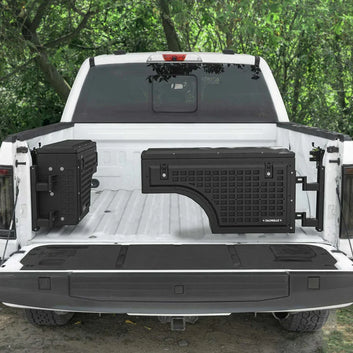 TACMOLLE Pickup Truck Side Bed Cargo Storage Box Tool Box MOLLE System 180° Rotation Lockable Swing Case For Ford F150 2015-2024