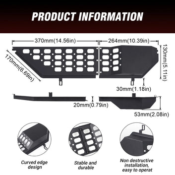 For Jeep Wrangler JL JLU 4XE 2018-25 Gladiator JT 2020-25 Metal Box Car Front Door Pocket Storage Interior Accessories Rack Door