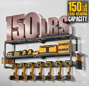 Power Tool Organizer-7 Drill Holder Wall Mount, Garage Organization Storage, 3 Layer Heavy Duty Metal Power Tool Rack,Gar