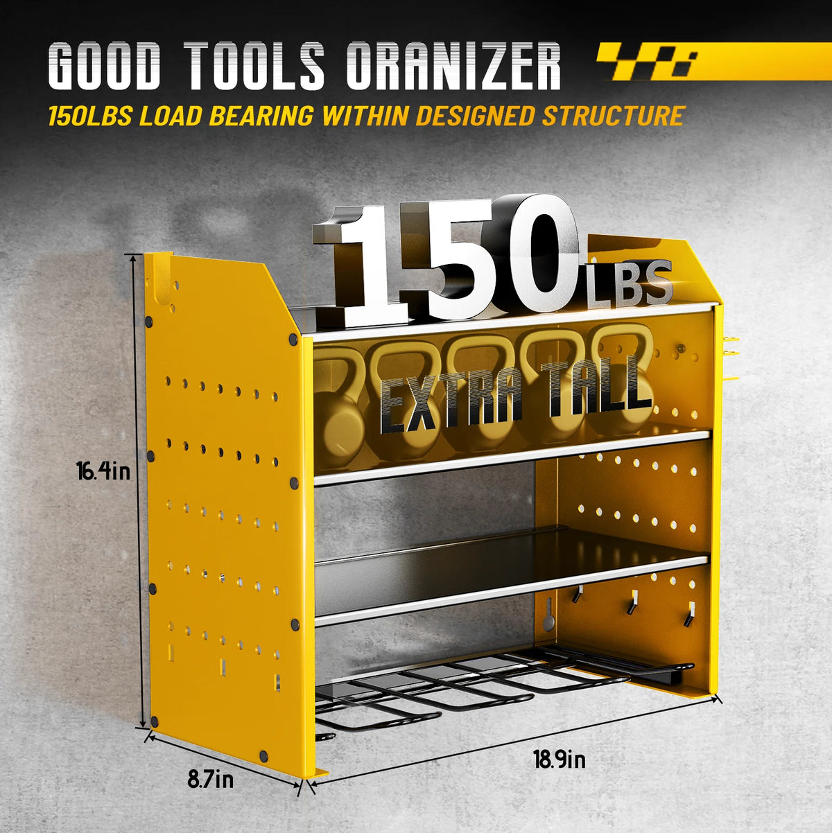 Madadh Richey Heavy Duty Power Tool Wall Mounted Organizer Battery Tool Rack with Pe