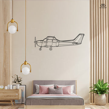 Skyhawk 172 silhouette metal wall art displayed on interior wall