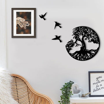 Tree Of Life & Birds Metal Wall Sticker - MADADHKWT